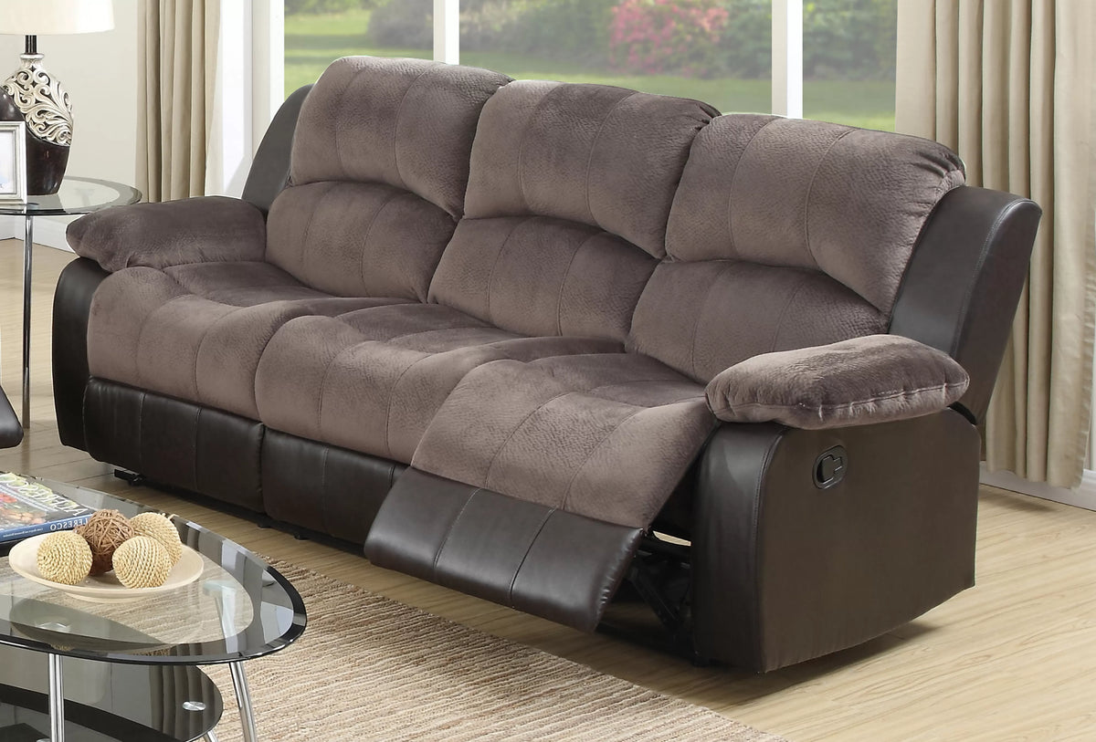 The Sutton Chocolate Padded Suede Manual Recliner Sofa - view 1