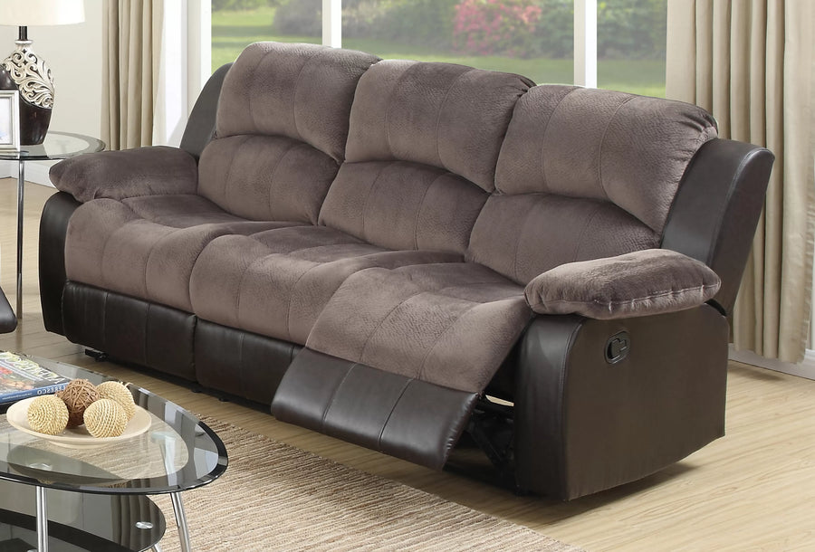 The Sutton Chocolate Padded Suede Manual Recliner Sofa