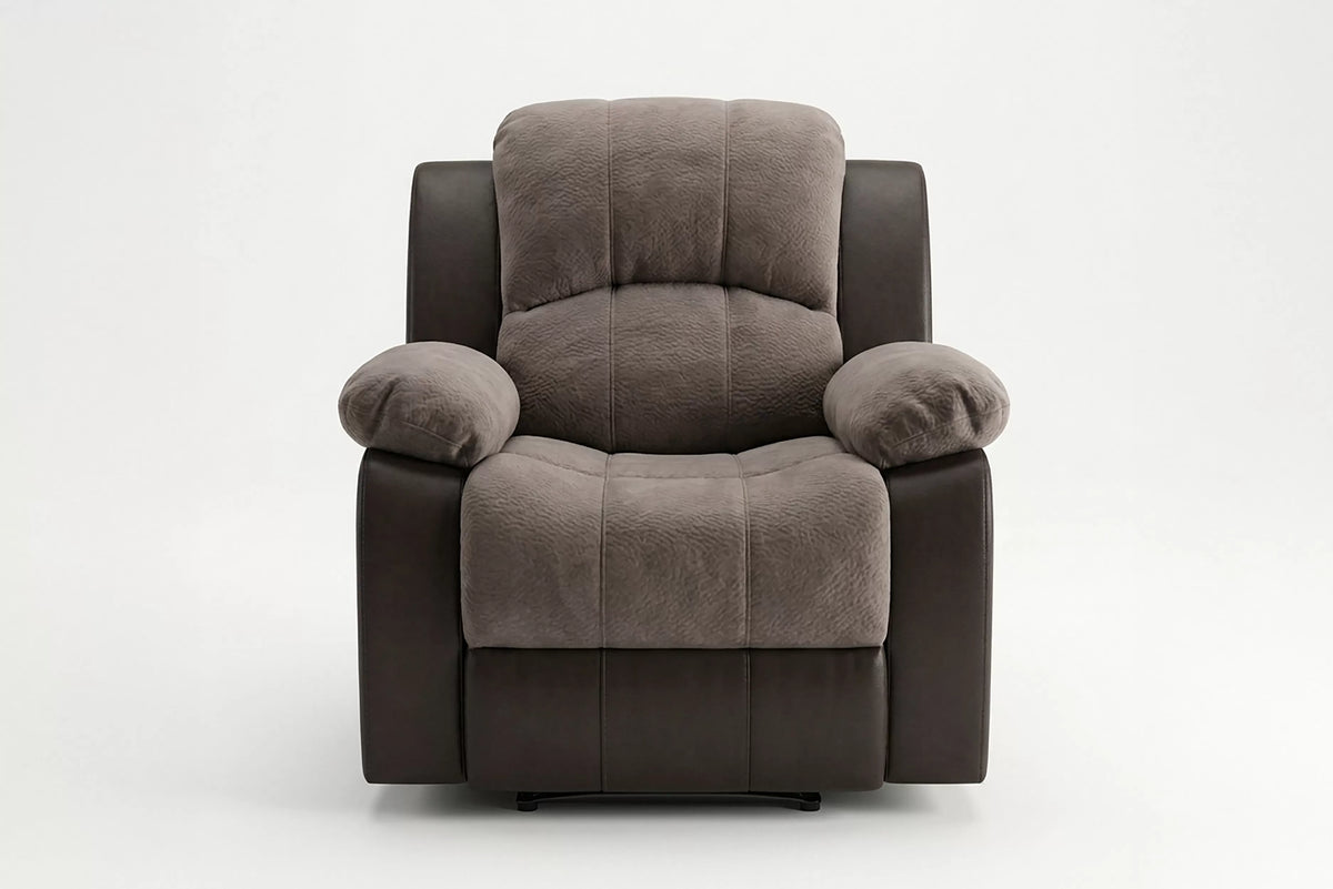 The Sutton Chocolate Padded Suede Manual Glider Recliner Chair - view 5