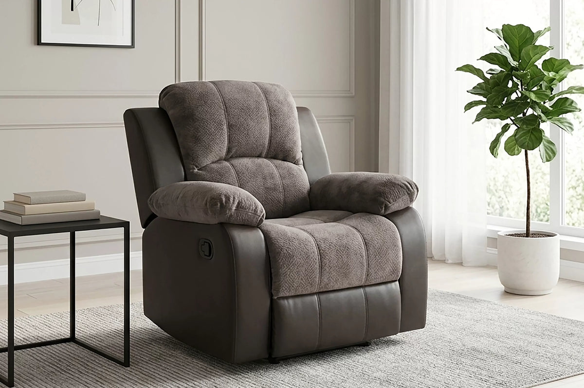 The Sutton Chocolate Padded Suede Manual Glider Recliner Chair - view 8