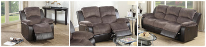 The Sutton Chocolate Padded Suede Manual Motion Living Room Set – 3 Piece