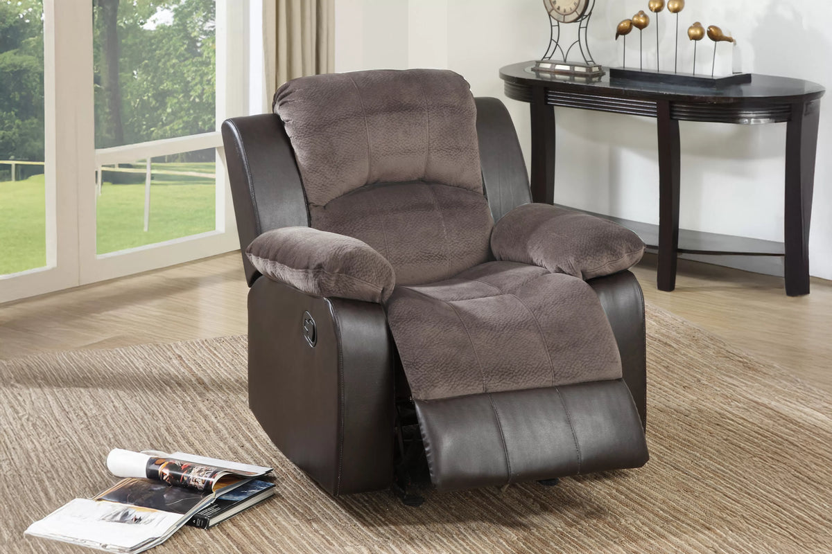 The Sutton Chocolate Padded Suede Manual Motion Living Room Set – 3 Piece - view 5