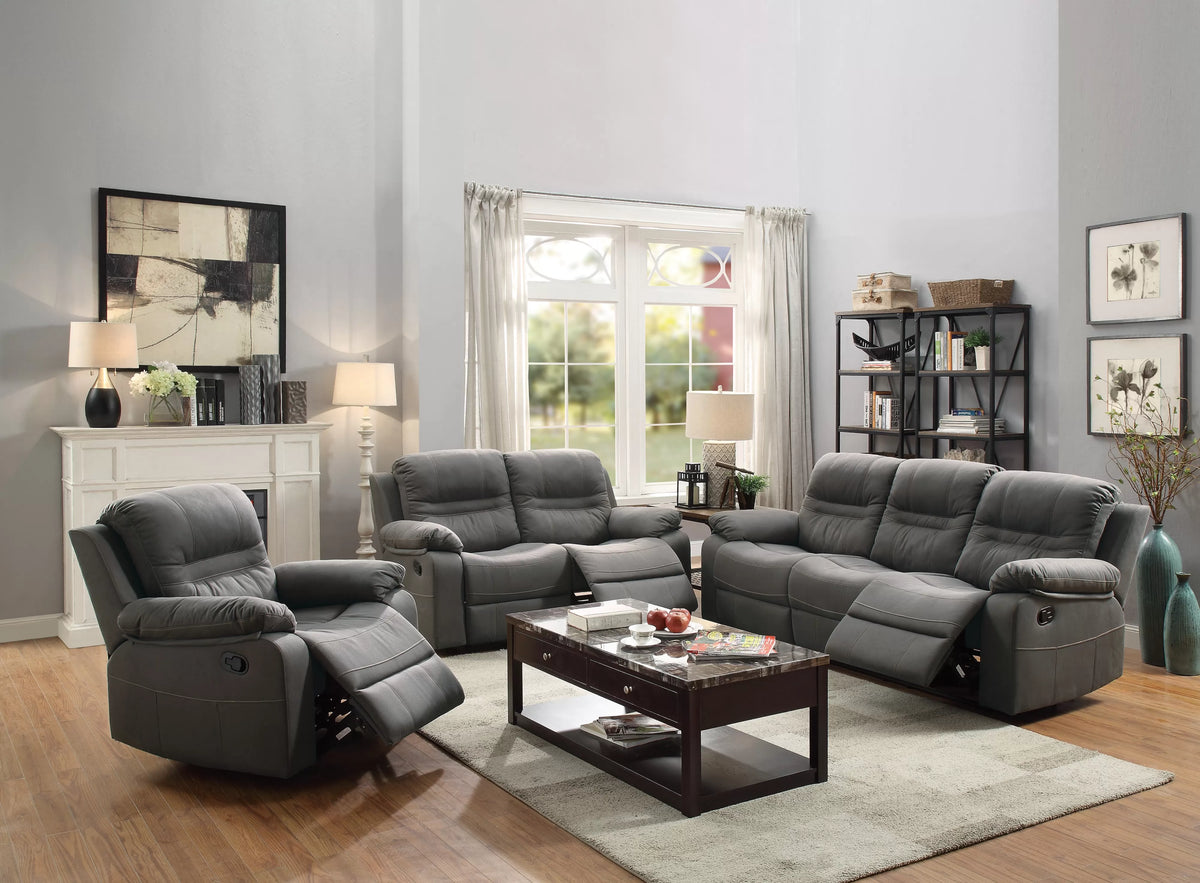 The Norwood Slate Blue Breathable Leatherette Manual Motion Living Room Set – 3 Piece - view 10