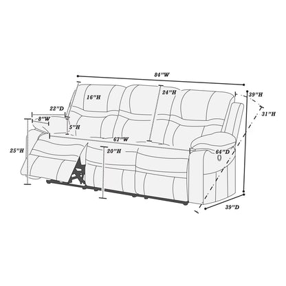 The Norwood Slate Blue Breathable Leatherette Manual Recliner Sofa - view 5