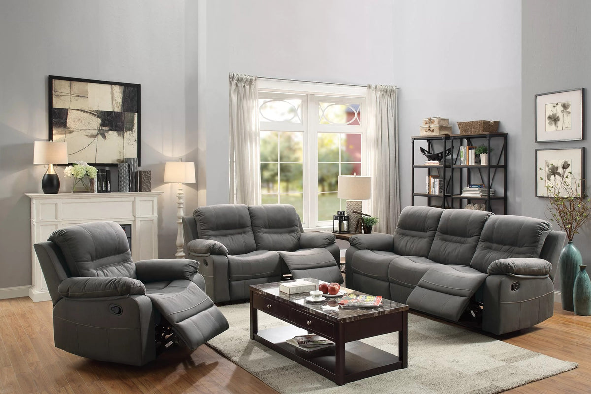 The Norwood Slate Blue Breathable Leatherette Manual Motion Living Room Set – 3 Piece - view 1