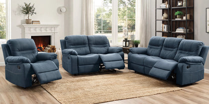 The Norwood Slate Blue Breathable Leatherette Manual Motion Living Room Set – 3 Piece - view 3