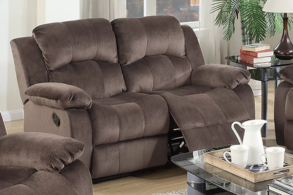 The Sutton II Chocolate Padded Suede Manual Recliner Loveseat - view 1