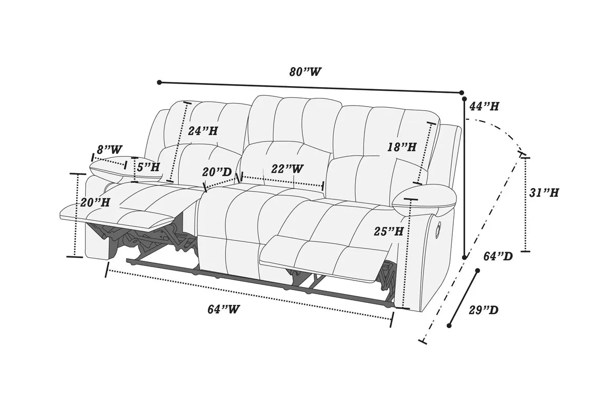 The Sutton II Chocolate Padded Suede Manual Recliner Sofa - view 4