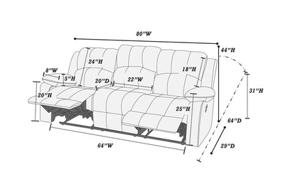 The Sutton II Chocolate Padded Suede Manual Recliner Sofa - view 4