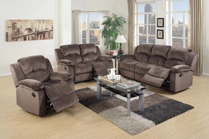 The Sutton II Chocolate Padded Suede Manual Motion Living Room Set – 3 Piece - view 1