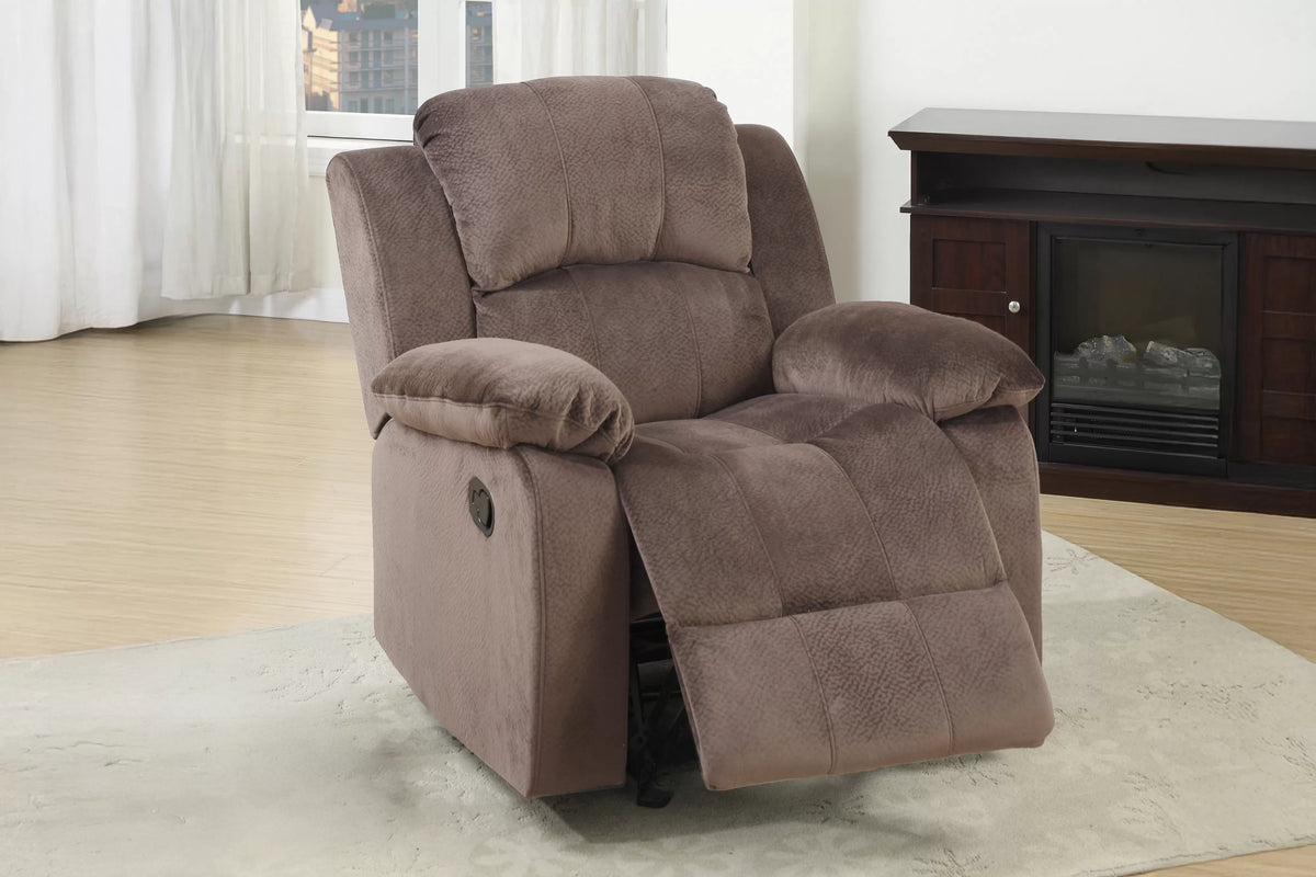 The Sutton II Chocolate Padded Suede Manual Glider Recliner Chair - view 1