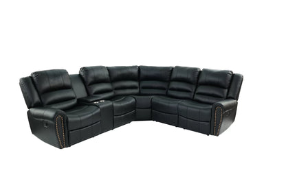 The Grady Black Bonded Leather Manual Reclining Sectional – 3 Piece - view 2