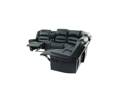 The Grady Black Bonded Leather Manual Reclining Sectional – 3 Piece - view 3