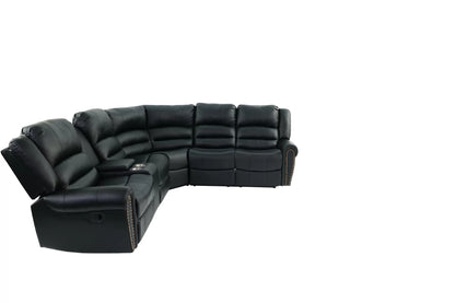 The Grady Black Bonded Leather Manual Reclining Sectional – 3 Piece - view 5