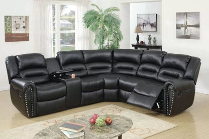 The Grady Black Bonded Leather Manual Reclining Sectional – 3 Piece - view 1
