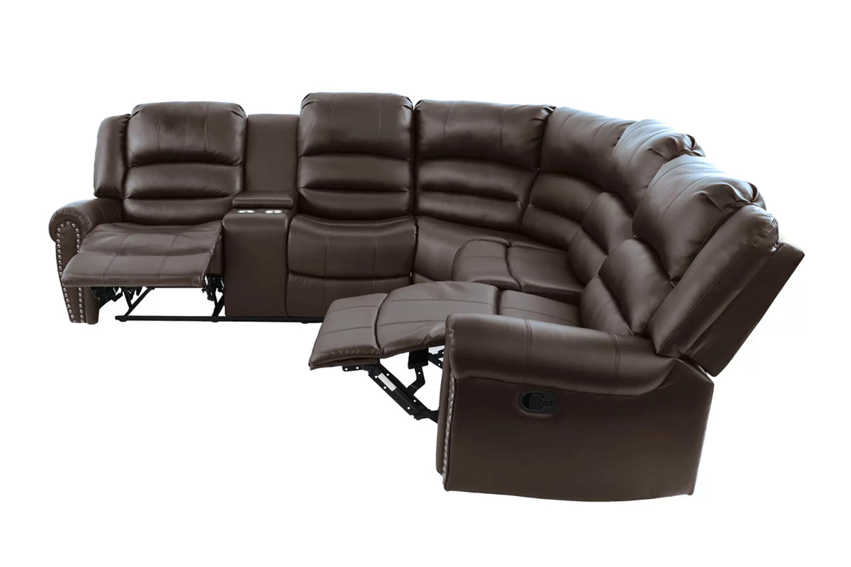 The Grady Dark Brown Bonded Leather Manual Reclining Sectional – 3 Piece - view 2