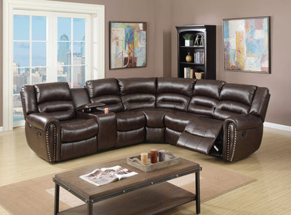 The Grady Dark Brown Bonded Leather Manual Reclining Sectional – 3 Piece - view 1