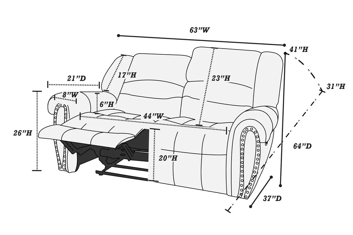 The Grady II Black Bonded Leather Manual Recliner Loveseat - view 5