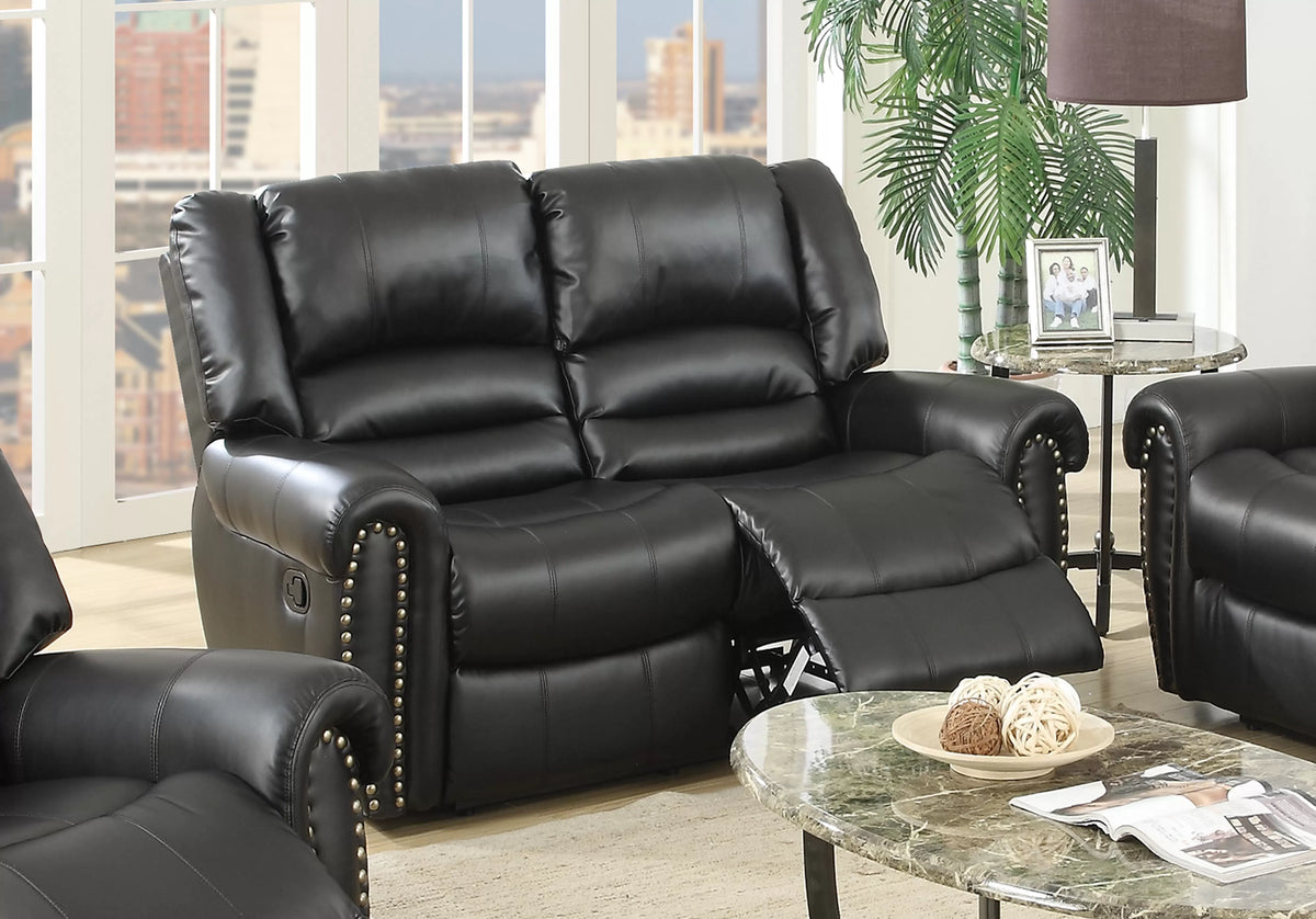 The Grady II Black Bonded Leather Manual Recliner Loveseat - view 1