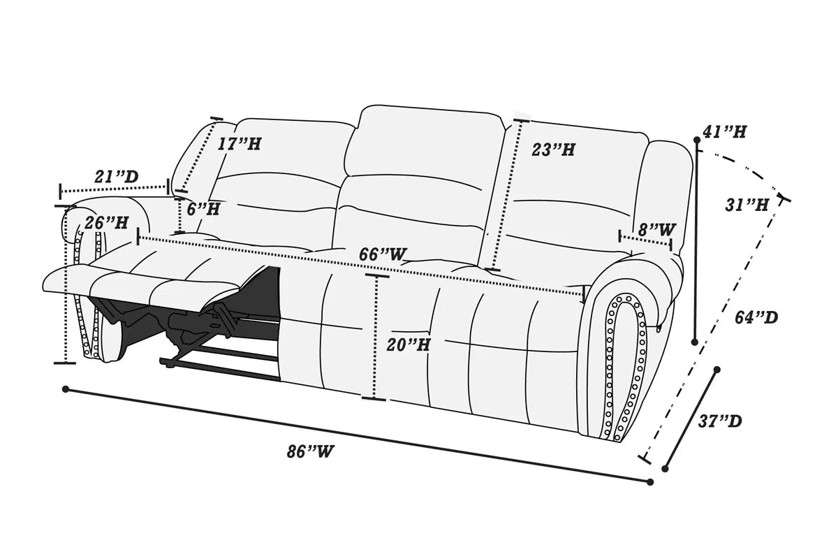 The Grady II Black Bonded Leather Manual Recliner Sofa - view 5