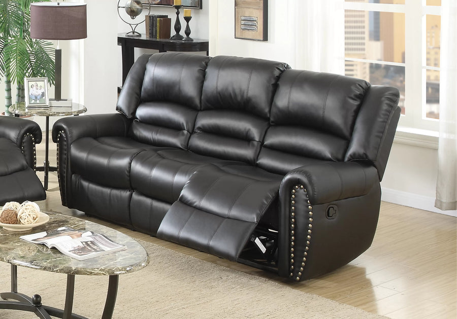 The Grady II Black Bonded Leather Manual Recliner Sofa