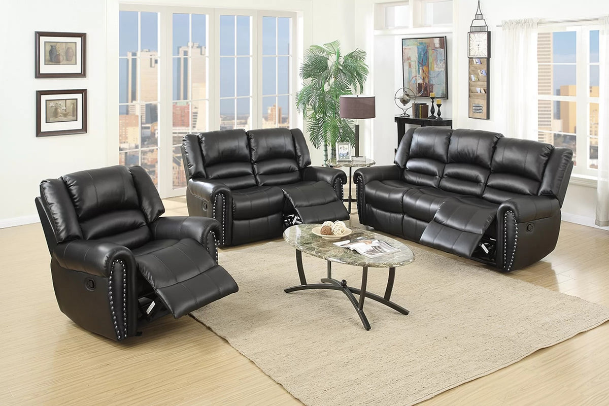 The Grady II Black Bonded Leather Manual Motion Living Room Set – 3 Piece - view 1