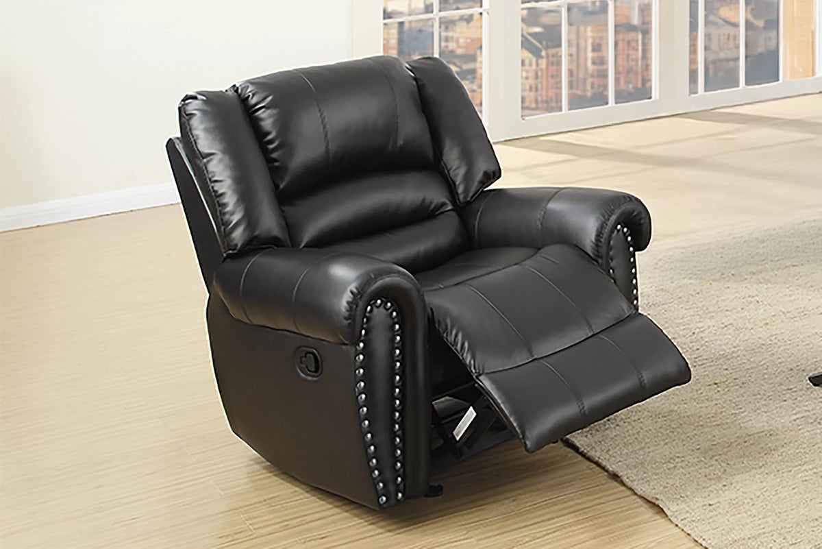 The Grady II Black Bonded Leather Manual Glider Recliner Chair - view 1