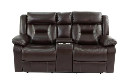 The Kessler Dark Brown Gel Leatherette Manual Motion Living Room Set – 3 Piece - view 11