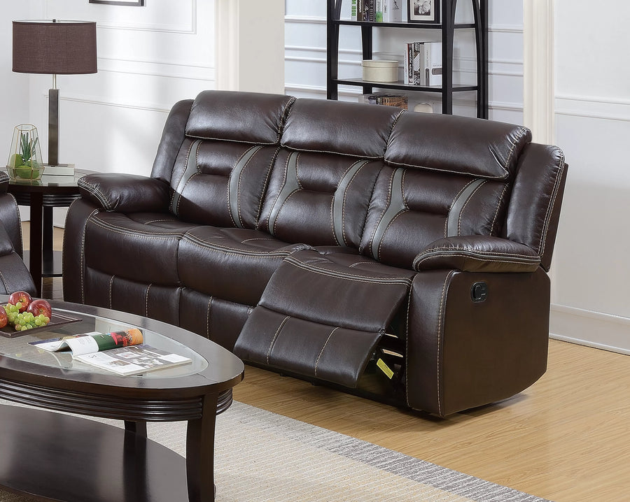 The Kessler Dark Brown Gel Leatherette Manual Recliner Sofa