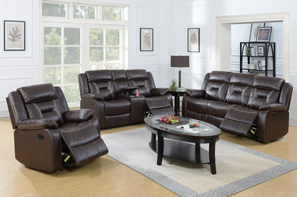The Kessler Dark Brown Gel Leatherette Manual Motion Living Room Set – 3 Piece - view 1