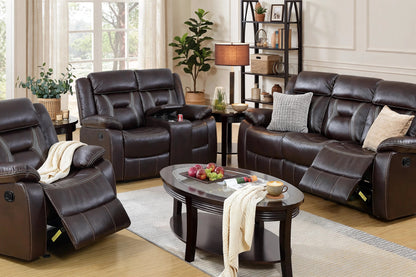 The Kessler Dark Brown Gel Leatherette Manual Motion Living Room Set – 3 Piece - view 3