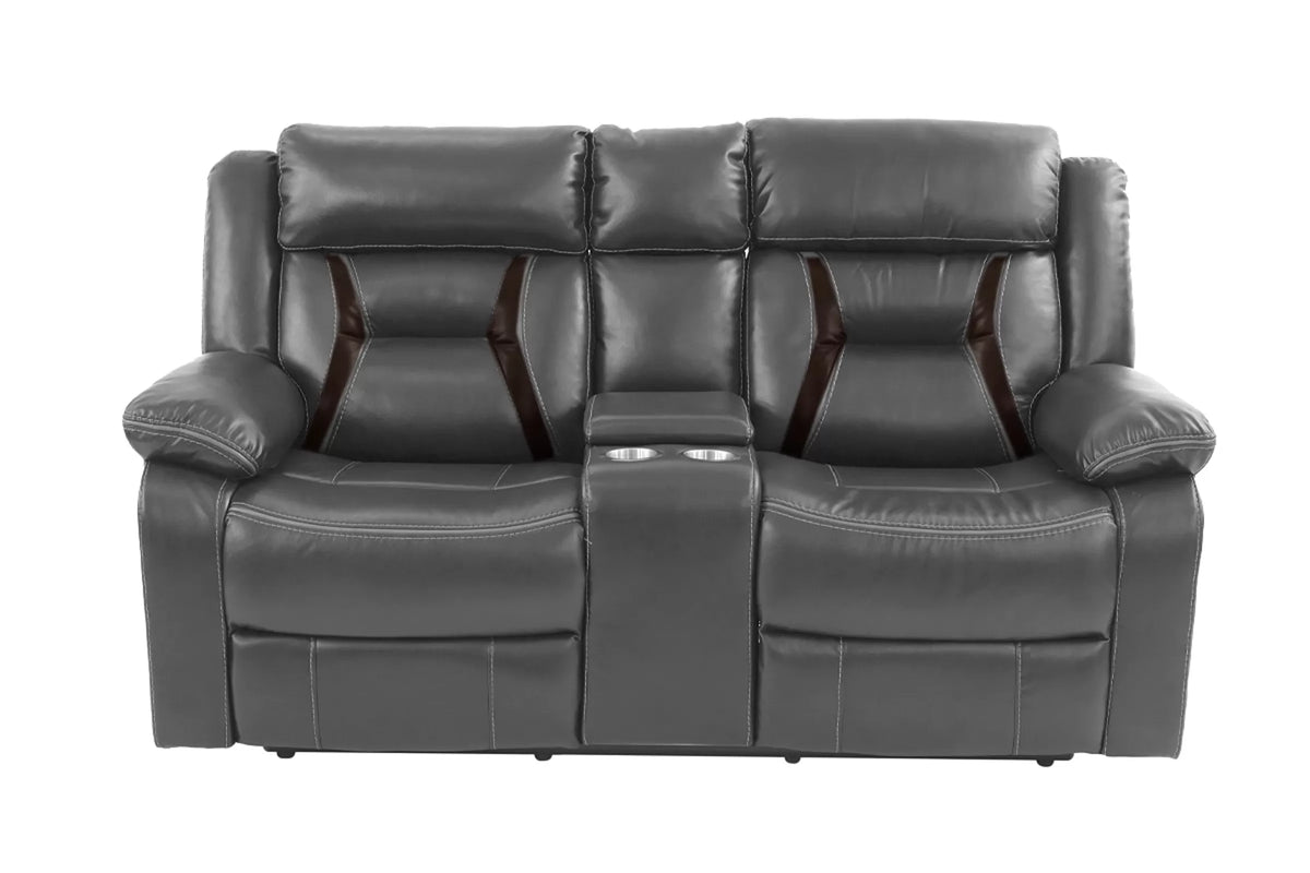 The Kessler Gray Gel Leatherette Manual Motion Living Room Set – 3 Piece - view 11