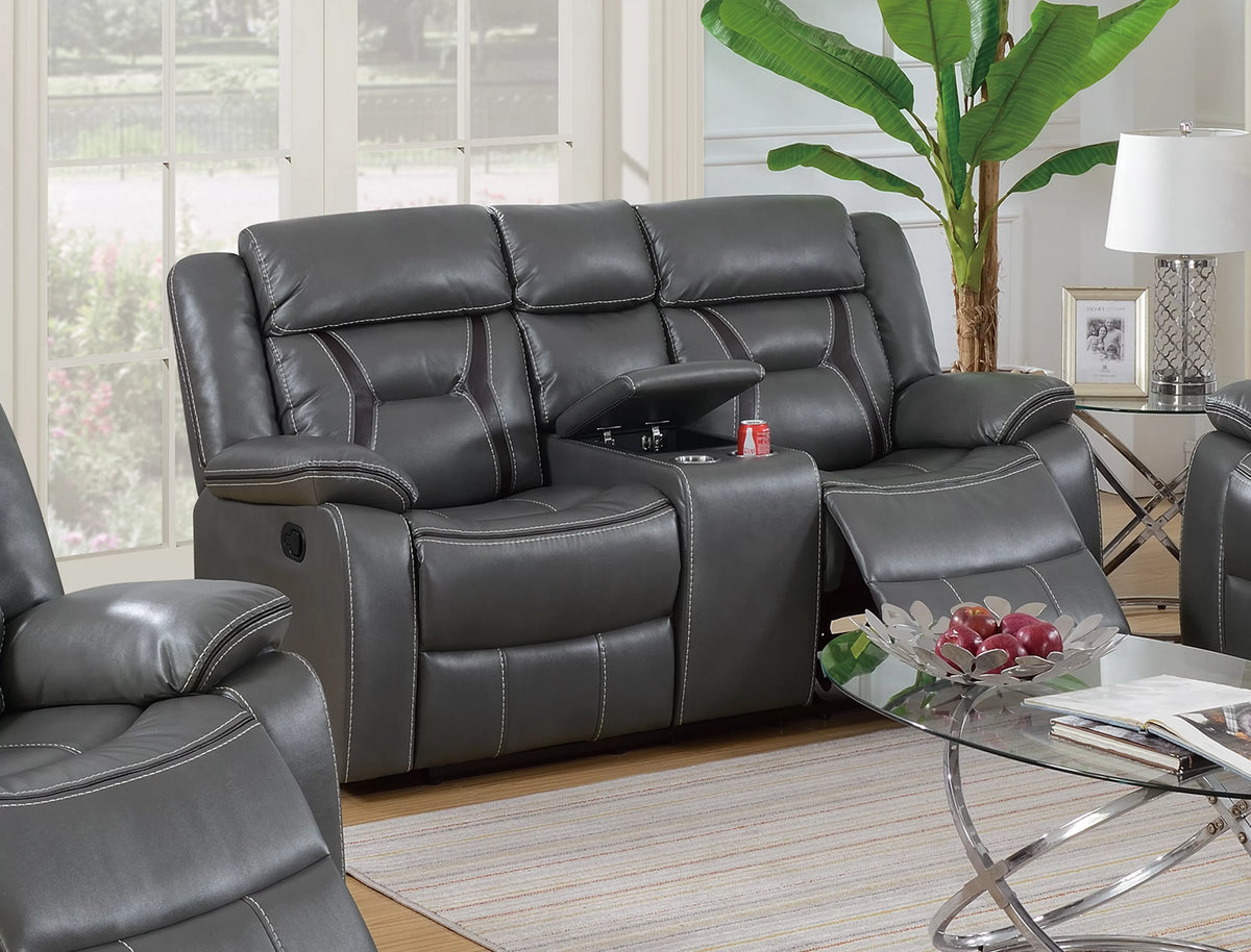 The Kessler Gray Gel Leatherette Manual Motion Living Room Set – 3 Piece - view 9