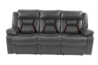 The Kessler Gray Gel Leatherette Manual Recliner Sofa - view 3
