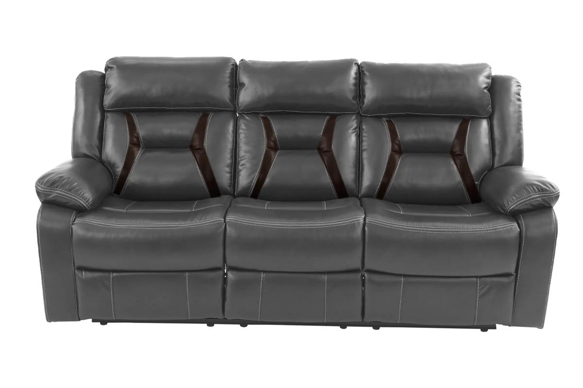 The Kessler Gray Gel Leatherette Manual Motion Living Room Set – 3 Piece - view 16