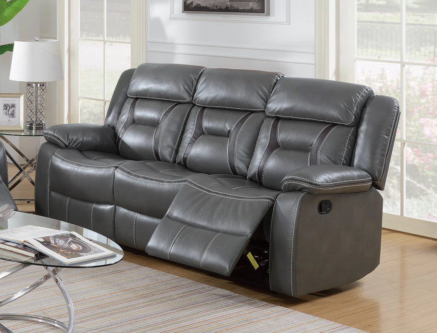 The Kessler Gray Gel Leatherette Manual Recliner Sofa