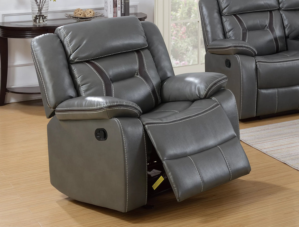 The Kessler Gray Gel Leatherette Manual Glider Recliner Chair - view 1