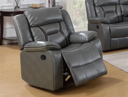 The Kessler Gray Gel Leatherette Manual Motion Living Room Set – 3 Piece - view 4