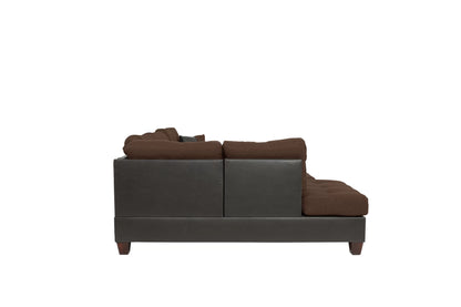 The Blackwell Chocolate Linen-Look Reversible Sectional with Ottoman – 3 Piece