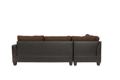 The Blackwell Chocolate Linen-Look Reversible Sectional with Ottoman – 3 Piece