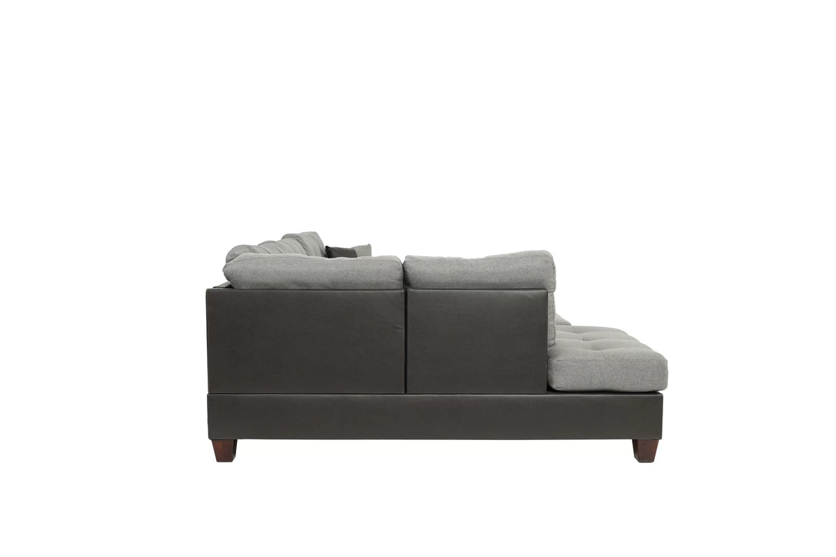 The Blackwell Gray Linen-Look Reversible Sectional with Ottoman – 3 Piece