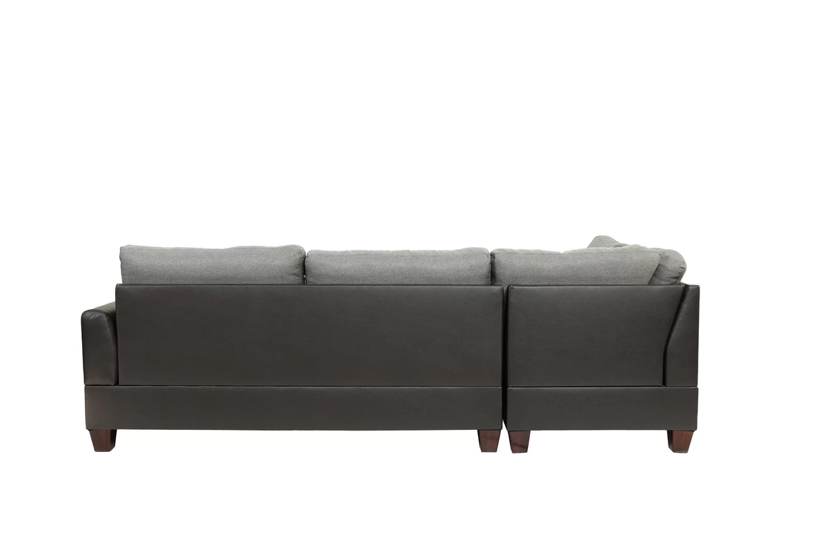 The Blackwell Gray Linen-Look Reversible Sectional with Ottoman – 3 Piece