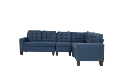The Carrington Navy Linen-Look Sectional – 4 Piece