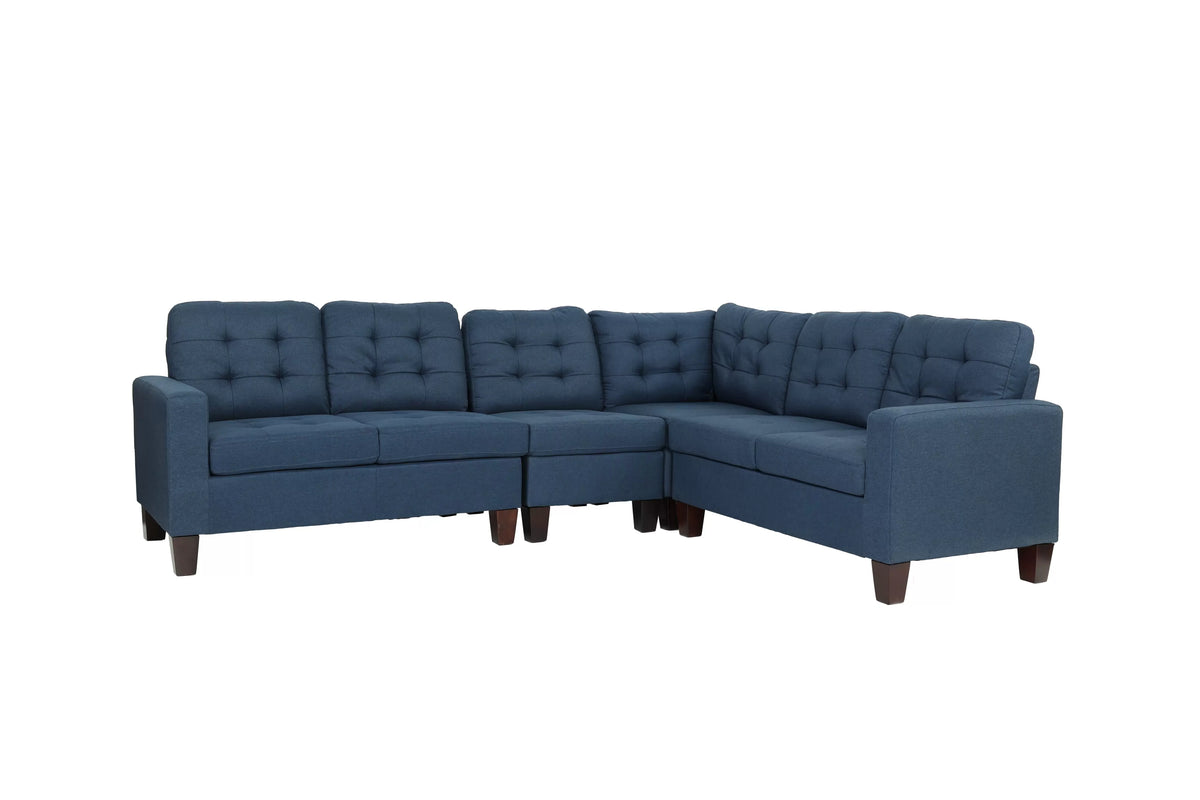 The Carrington Navy Linen-Look Sectional – 4 Piece