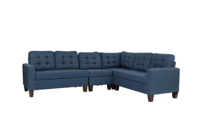 The Carrington Navy Linen-Look Sectional – 4 Piece