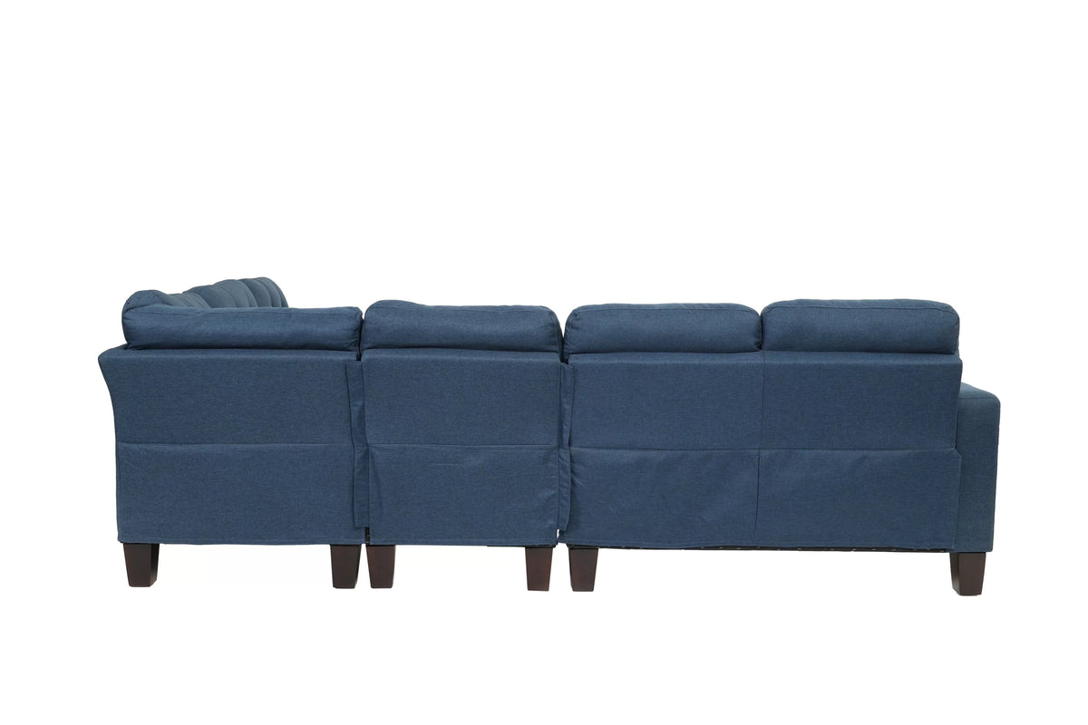 The Carrington Navy Linen-Look Sectional – 4 Piece