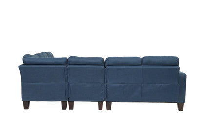 The Carrington Navy Linen-Look Sectional – 4 Piece