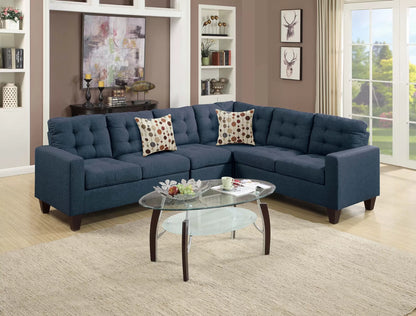 The Carrington Navy Linen-Look Sectional – 4 Piece