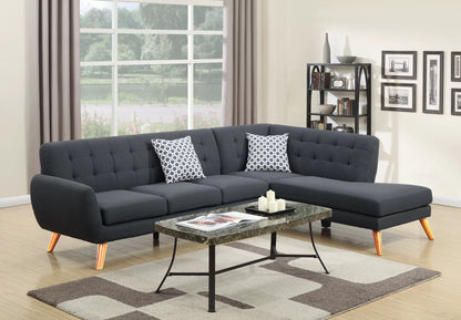 The Donnelly Ash Black Linen-Look Sectional – 2 Piece