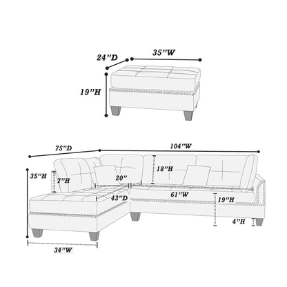 The Thornton Black Sectional – 3 Piece - view 8